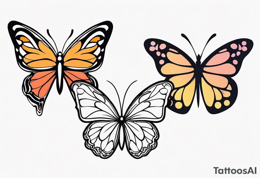3 different butterfly designs tattoo idea