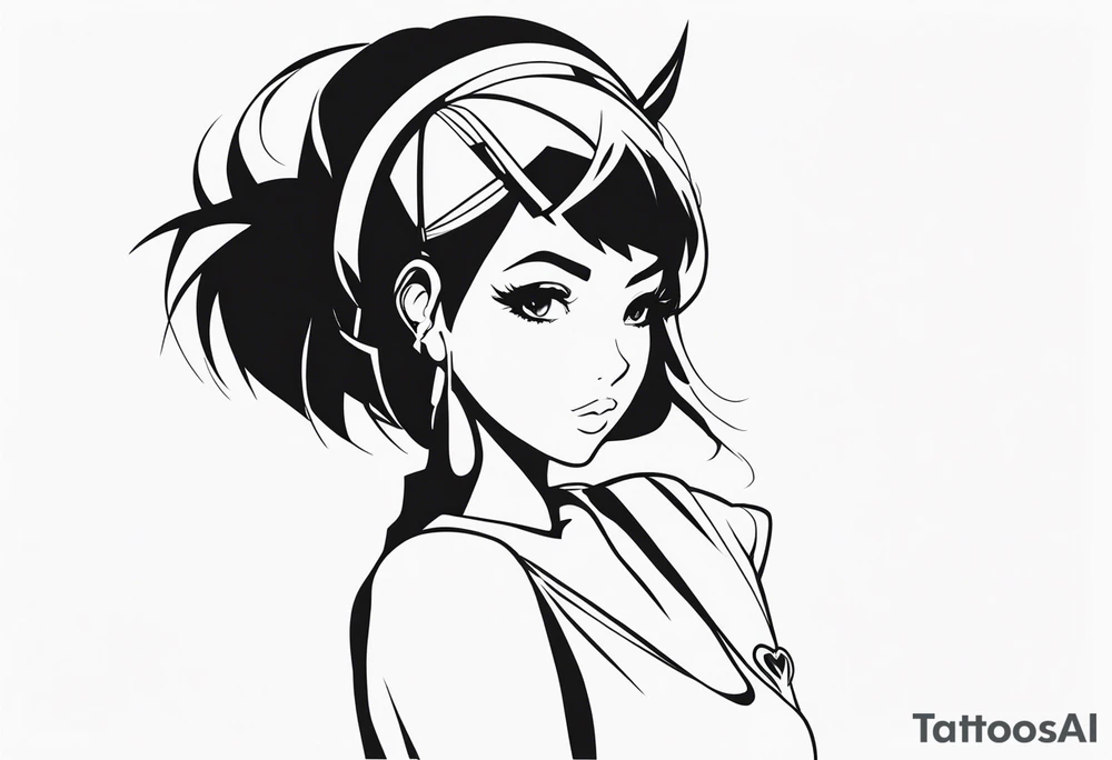 pop-art style anime girl, full body tattoo idea
