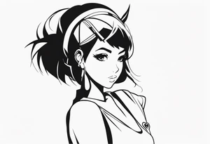 pop-art style anime girl, full body tattoo idea