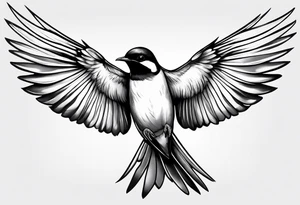 realistic swallow with open wings tattoo idea