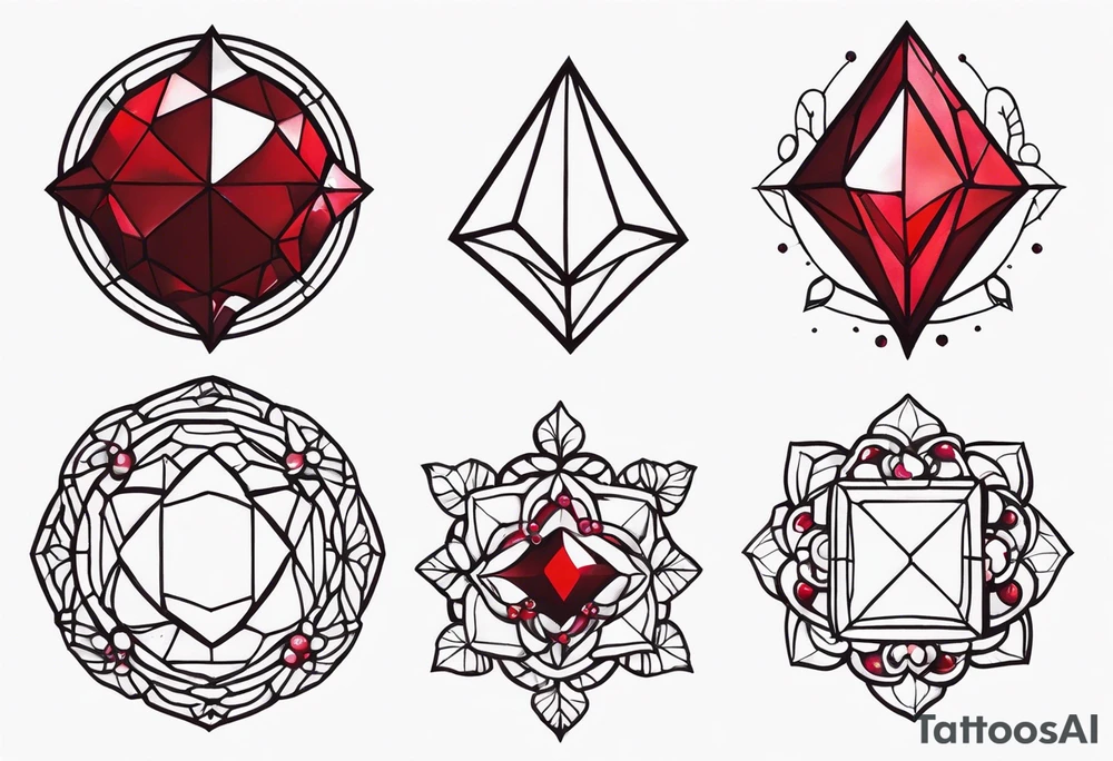 Ruby red small jewel tattoo idea
