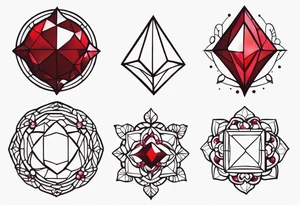 Ruby red small jewel tattoo idea