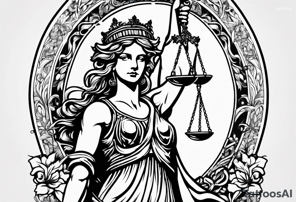 renaissance feel lady justice tattoo idea