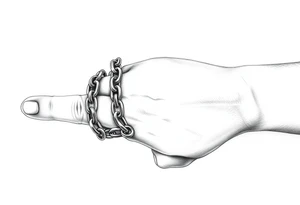 Chains wrapped on pointer finger and connected to thumb from my wrist showing whole hand tattoo tattoo idea
