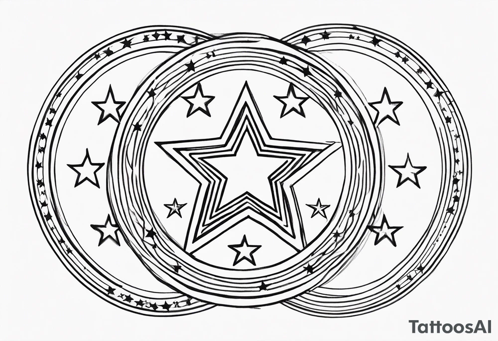 Five  stars two big three small in a circle tattoo idea