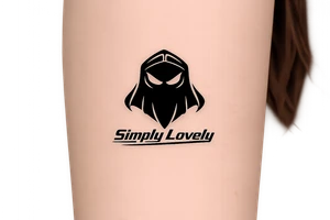 Create a 5 × 5 cm black ink tattoo combining the Koenigsegg Ghost logo, inspired by the Swedish flying squadron tribute, with the phrase **“Simply Lovely”** written underneath.

Make the ghost logo sharp, bold, and slightly aggressive, with a sleek hypercar and Formula 1 racing aesthetic. Use thick black outlines, clean geometric details, and a compact vertical composition. Below the ghost, add “Simply Lovely” in a bold italic racing font, similar to a motorsport team slogan.

Minimalist but powerful. Black and white only. No background, no extra logos, no flags, no car illustration. Professional tattoo stencil, crisp lines, highly readable text, designed for a small 5 × 5 cm tattoo. tattoo idea