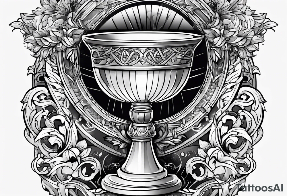 chalice surrounded by halo tattoo idea