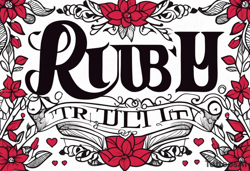 Generate a pretty tattoo with the name of: Ruby tattoo idea Generate a pretty tattoo with the name of: Ruby tattoo idea