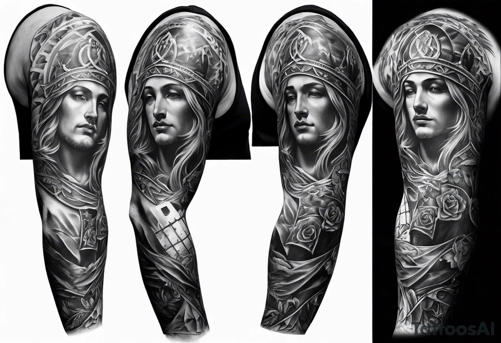Catholic tattoo sleeve for a man. tattoo idea tattoo idea