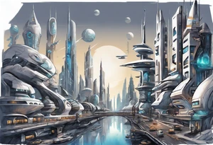 futuristic city by greg rutkowski tattoo idea