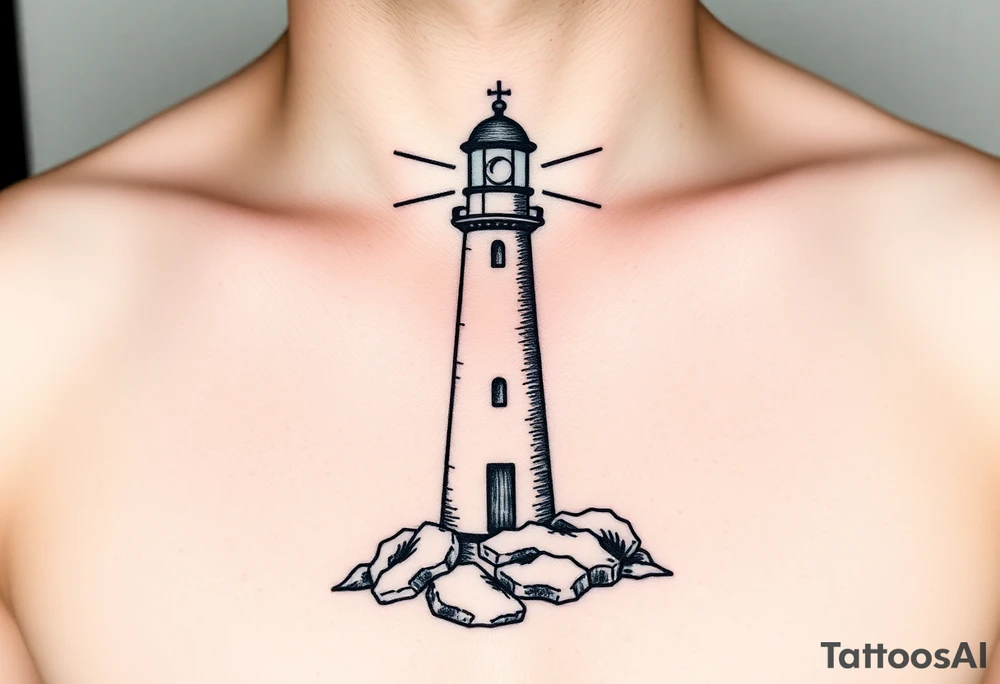 Simple lighthouse with pops tattoo idea