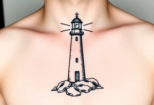 Simple lighthouse with pops tattoo idea