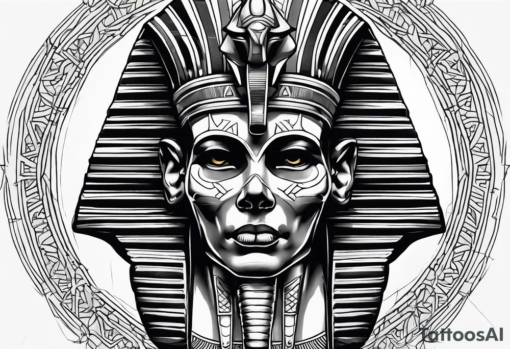 pharaoh skull realistic tattoo idea