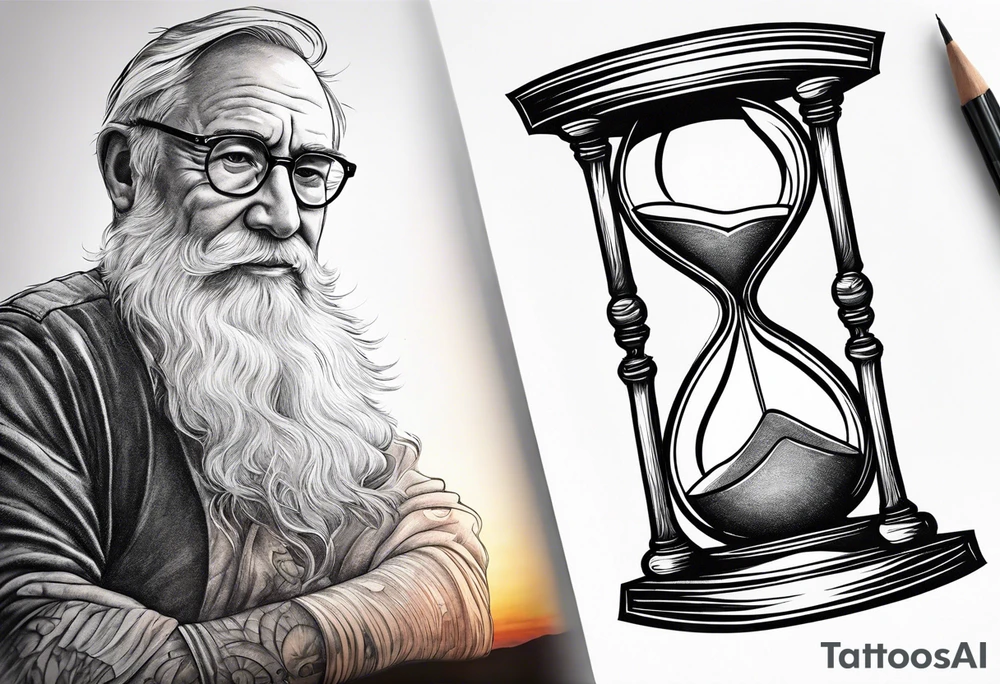 hourglass grandfather memorial sunset simple design tattoo idea