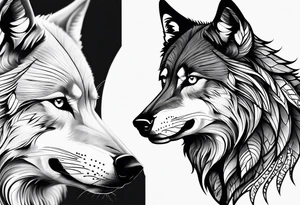 strength, small, nuanced, wolf, elegant tattoo idea