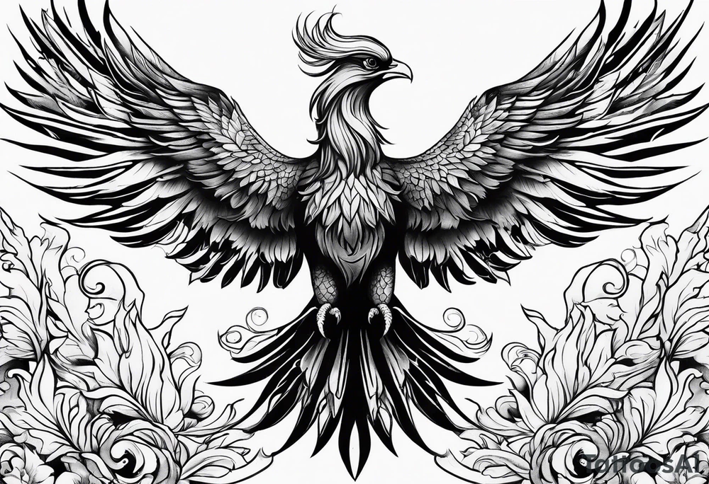 masculine phoenix tattoo idea