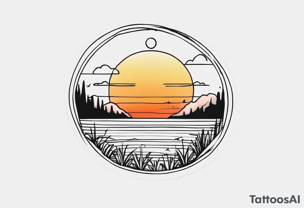 Simple line tattoo of a sunset with the inscription Memento mori
I want to put it on my knee
Without colours tattoo idea