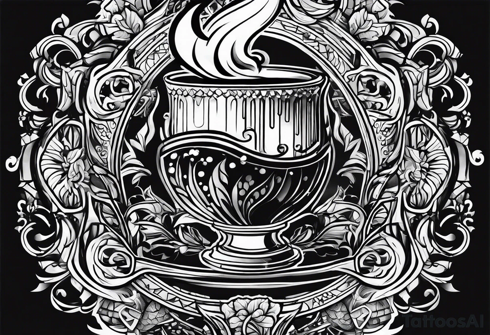 Fire comes from a drink tattoo idea