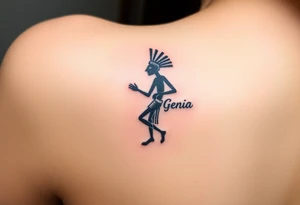 Kokopelli with name Genia on it tattoo idea