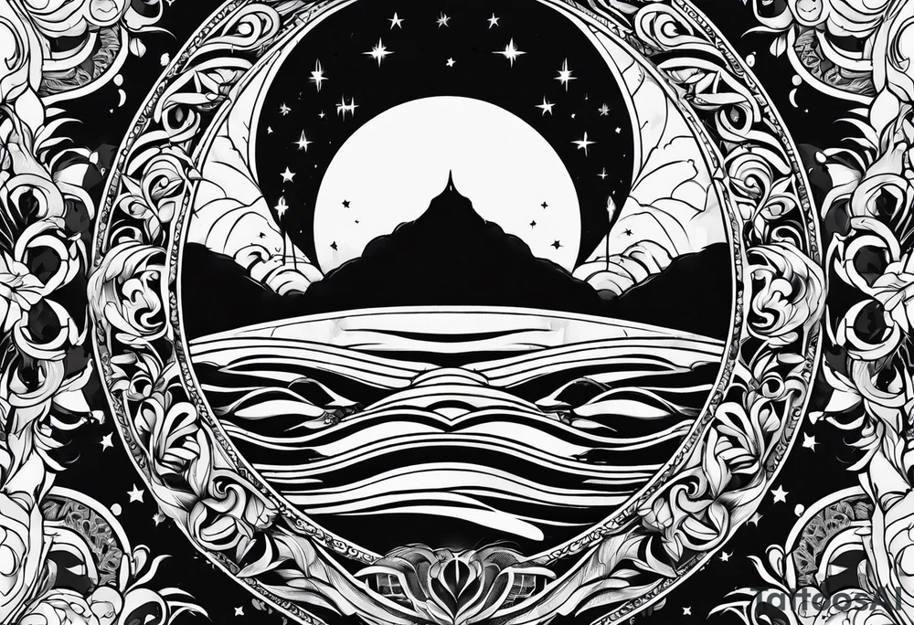 Ornemental moon tattoo idea
