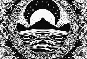Ornemental moon tattoo idea