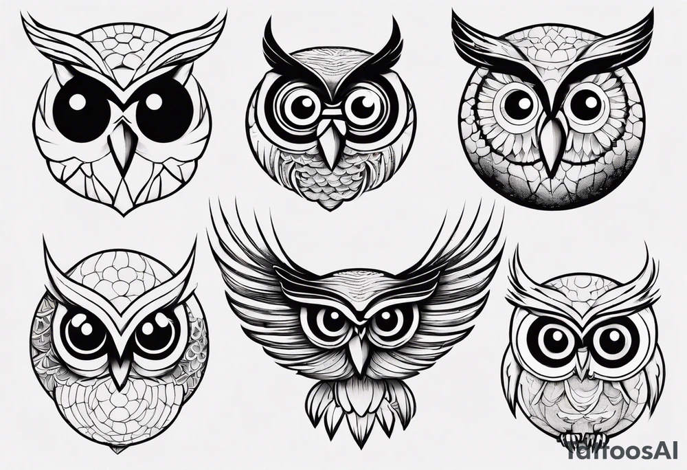 Owl with big eyes tattoo idea