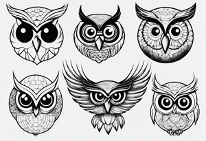 Owl with big eyes tattoo idea