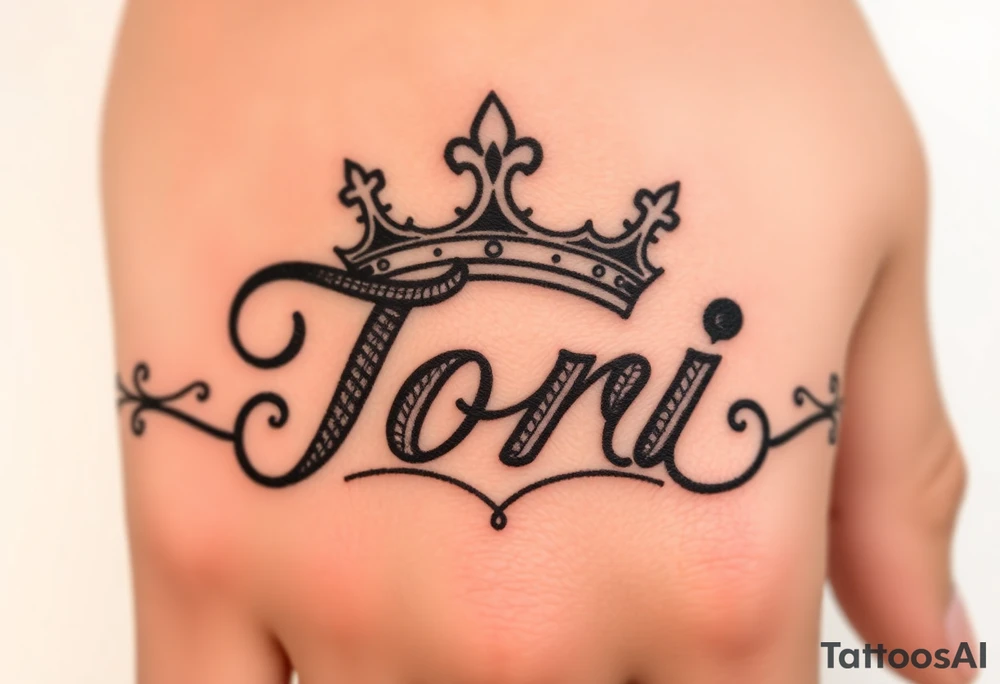 Name Tori with big crown tattoo idea