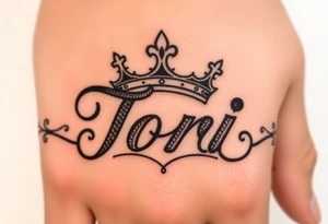 Name Tori with big crown tattoo idea