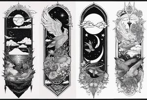 Popular fantasy story collage sleeve tattoo tattoo idea