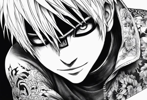 kaneki, tokyo ghoul, sleeve tattoo, tattoo idea