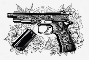 Gangster gun on penis tattoo idea