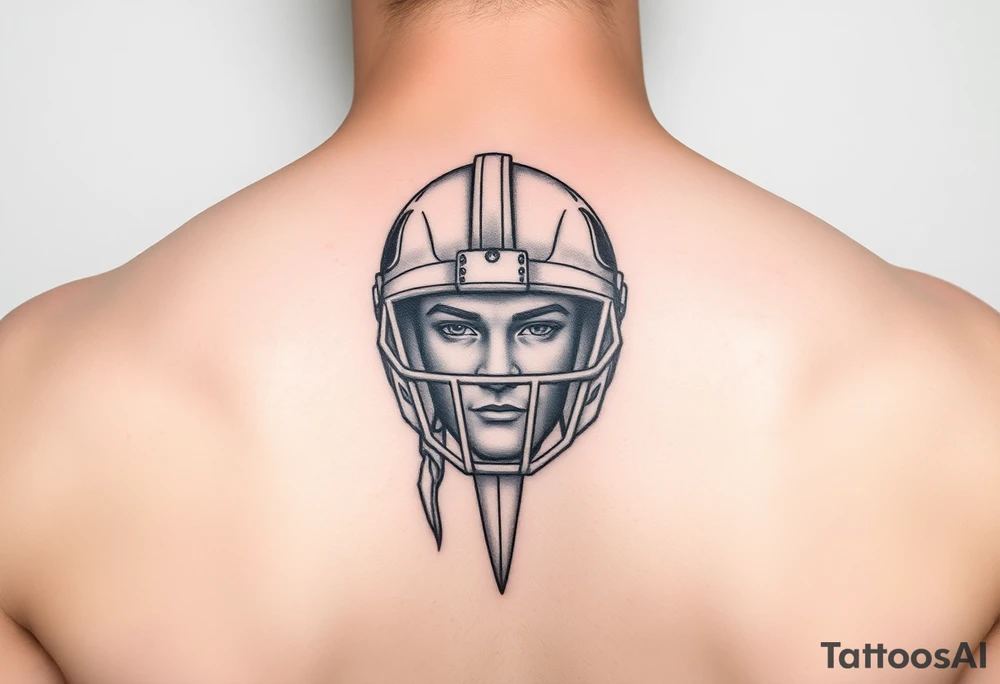 Liam inside a warriors helmet tattoo idea