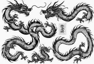 long chinese dragon with scales tattoo idea
