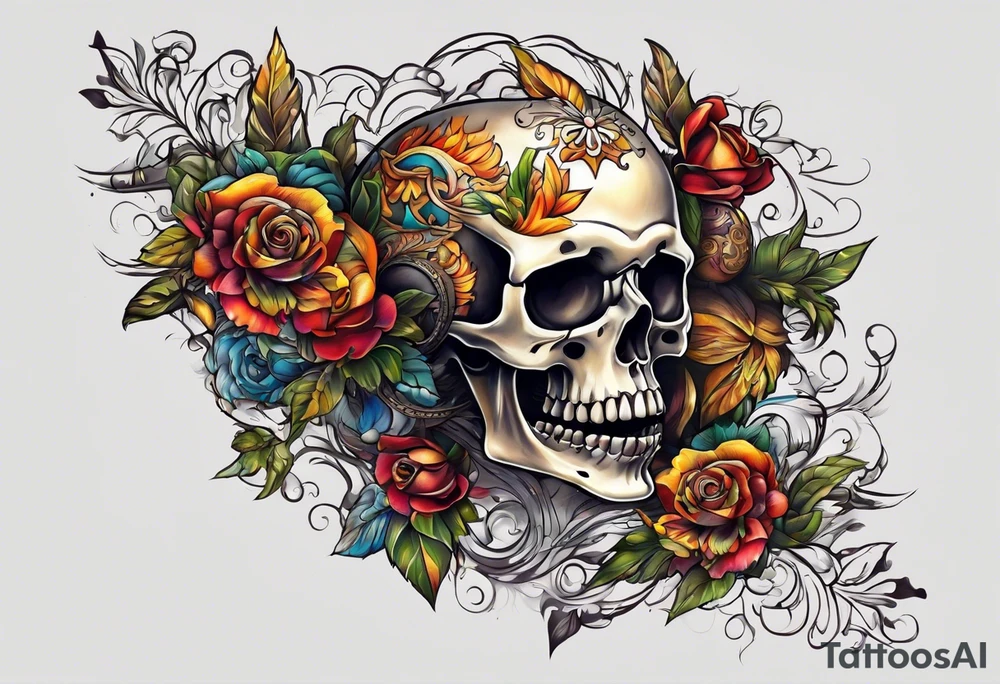 skeleton running from the world tattoo idea