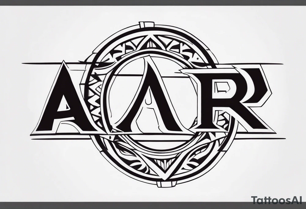 the letters A R in the middle of a ninja headband tattoo idea