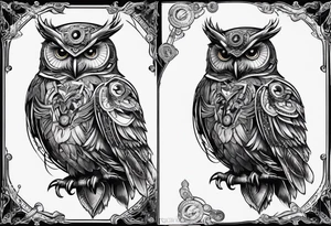 Owl in a steampunk style tattoo idea