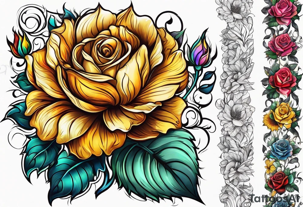 flower rose , sunflower, animal tattoo idea