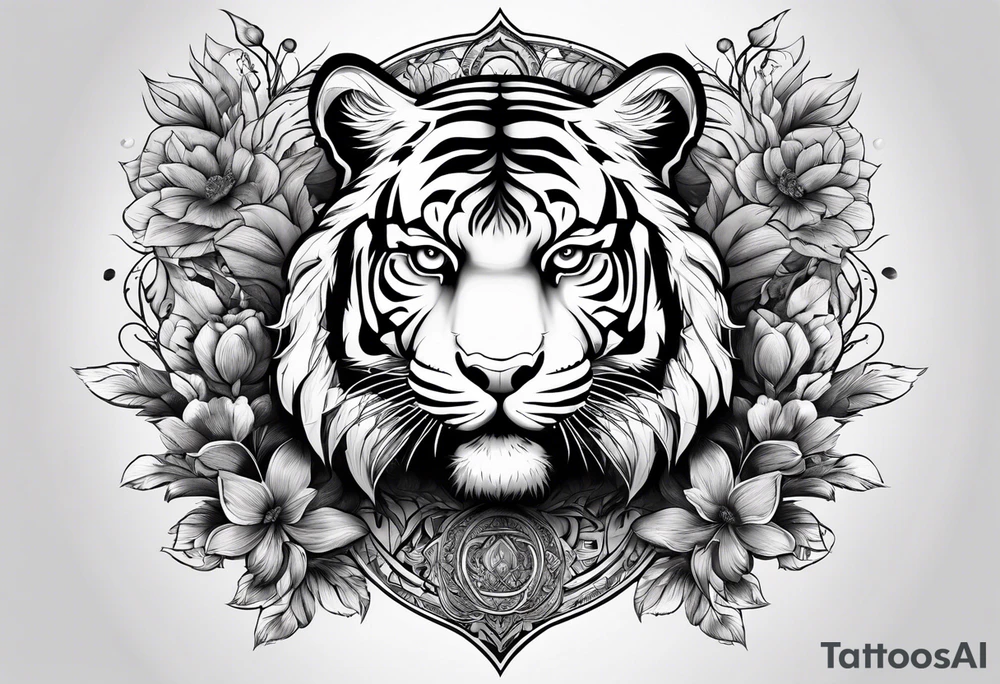 Tiger with the letter C tattoo idea