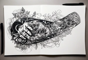 broken skeletal arm tattoo idea