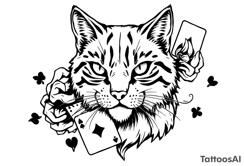 Cat tattoo, incorporate aspects of playing cards tattoo idea