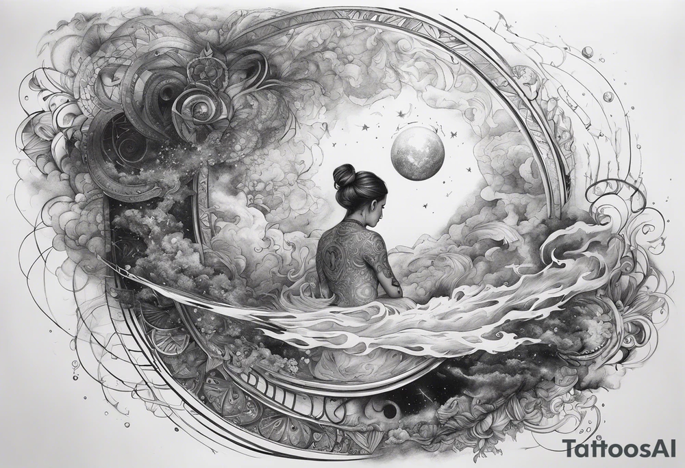 Human transcending. Soul leaving the body to the universe tattoo idea