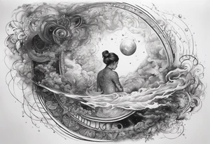 Human transcending. Soul leaving the body to the universe tattoo idea