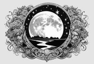 a moon made with the words “dancing in the moonlight” tattoo idea