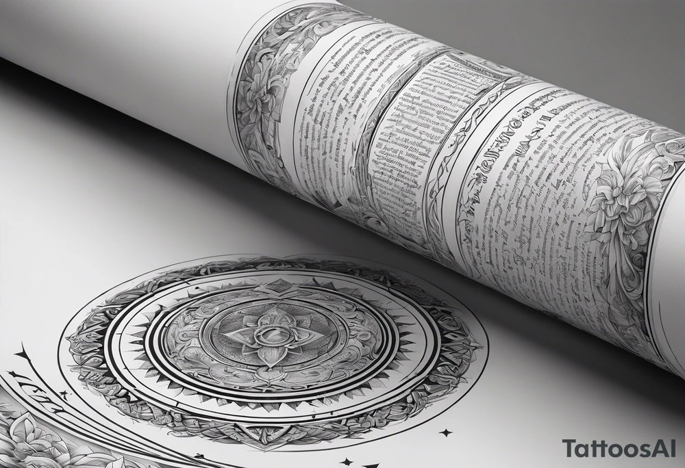 a scroll with the 23 psalms inside and a halo on tip tattoo idea