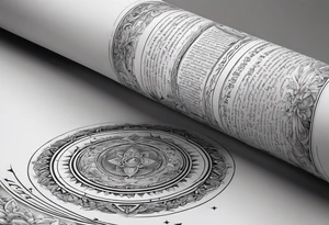 a scroll with the 23 psalms inside and a halo on tip tattoo idea