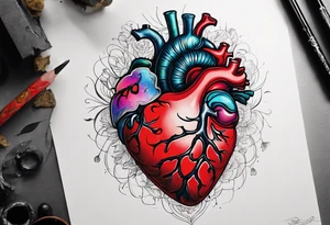 Anatomical human heart that is in the process of dying. I want like a quarter of it to look healthy and the rest fading into death. tattoo idea