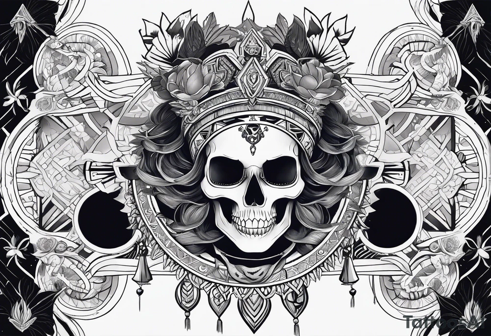 kali, alien goddess, valkrye, pirate, zenza resonance, pachamama, lotus azul, blank panther, eagle, skull, 5D, nueva gaya, dna 12 tattoo idea