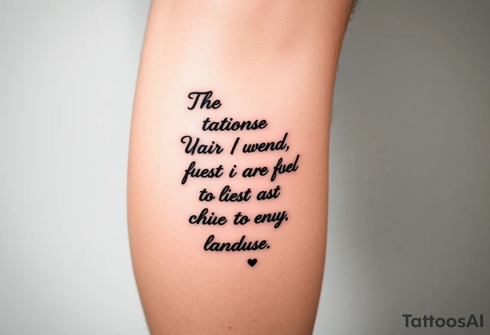 Leg tattoo down quote going down side of leg from thigh to ankle tattoo idea