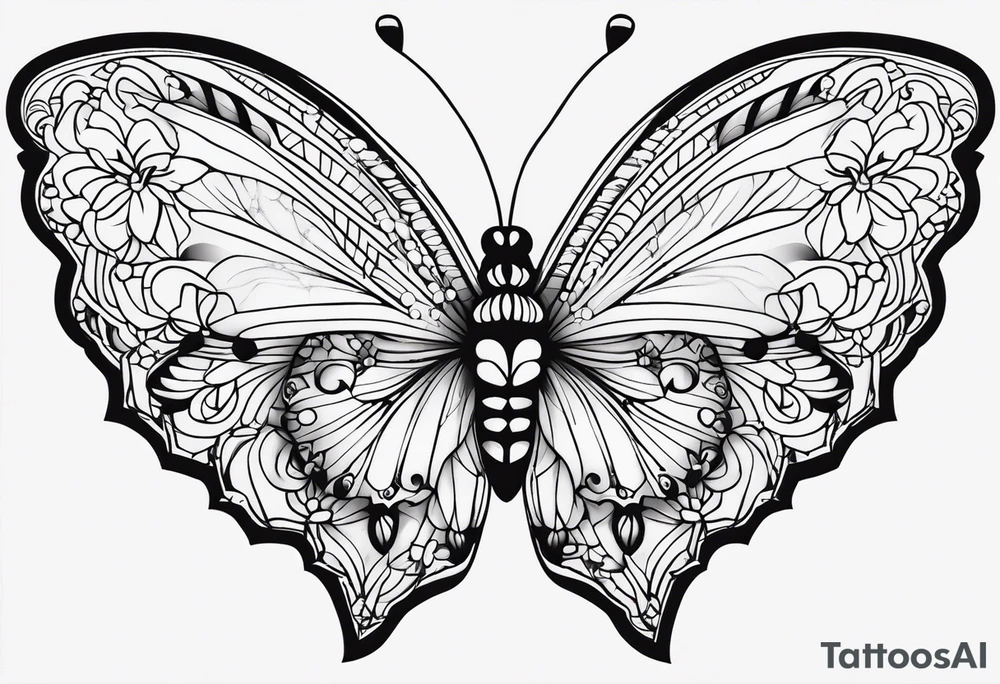 Gerbara butterfly paws forget me not heart tattoo idea